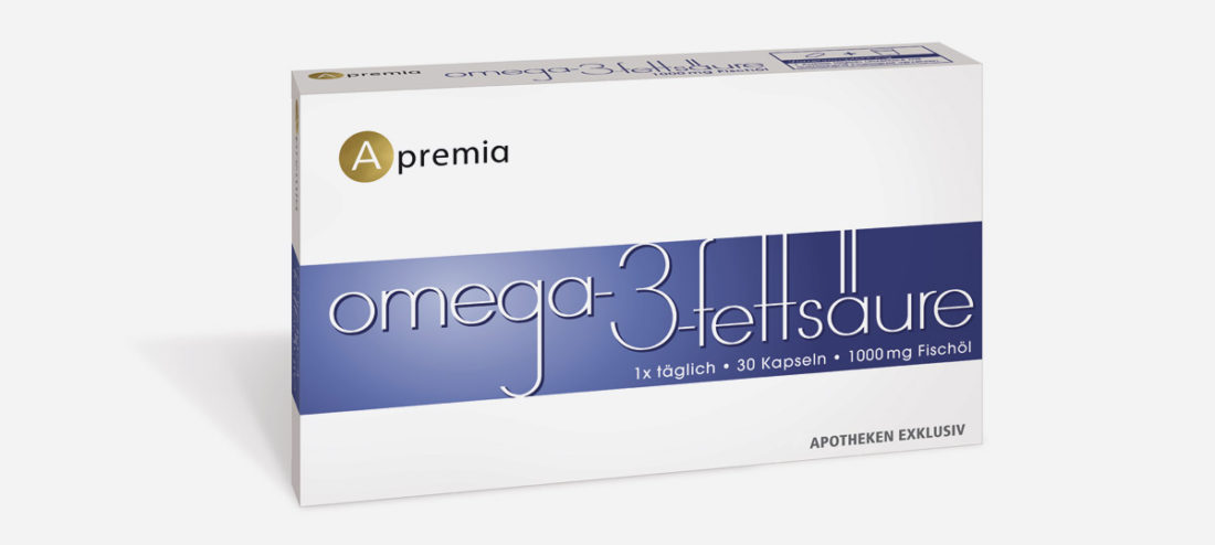 Verpackung Apremia Omega 3 Fettsäure Kapseln