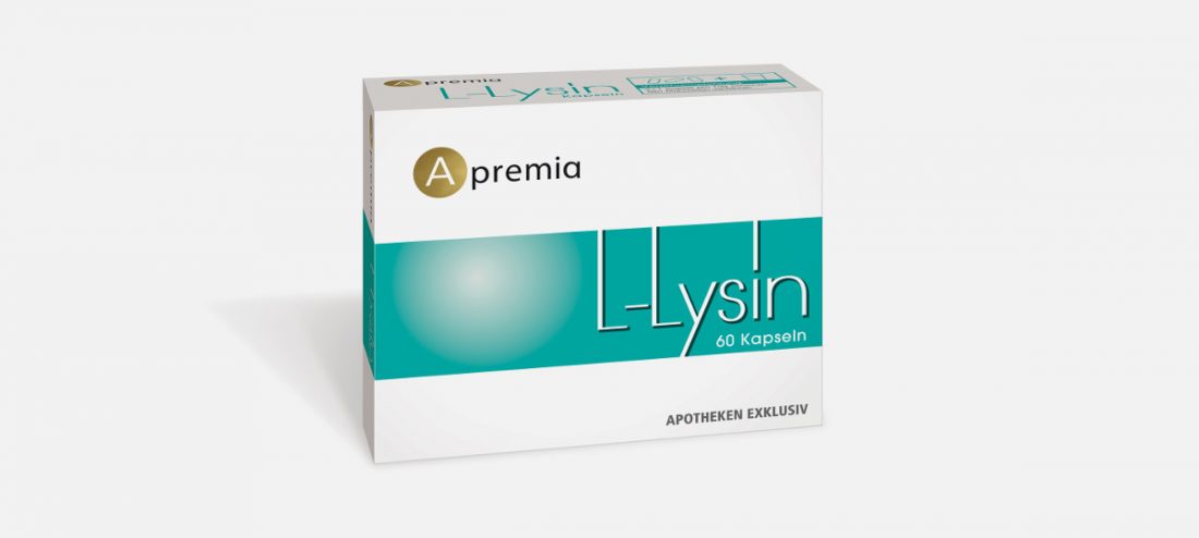 Verpackung Apremia L-Lysin Kapseln